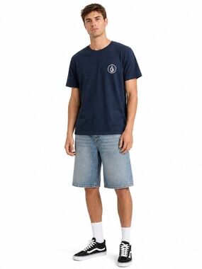 Volcom Navy Blue Heathered Logo Tee – Size Small EUC